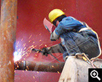 Welding operation of Installation workers